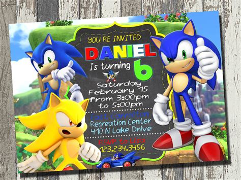 Invitación Sonic Fiesta De Cumpleaños De Sonic Sonic Etsy