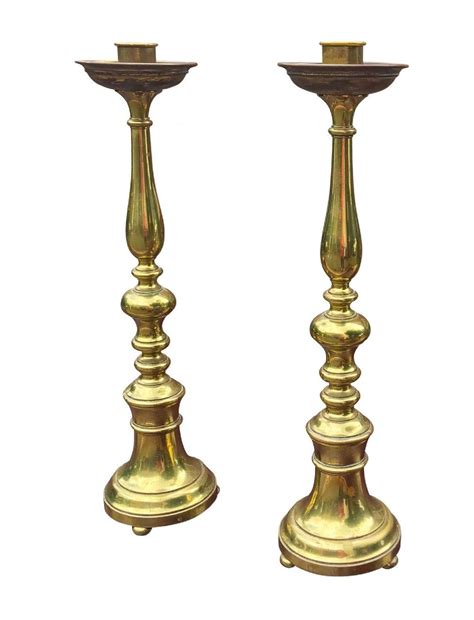 Antique Pair Of Large Brass Candlesticks In Antique Candlesticks