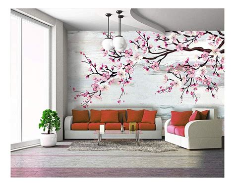 Wall Large Wall Mural Watercolor Style Ink Painting Pink Cherry