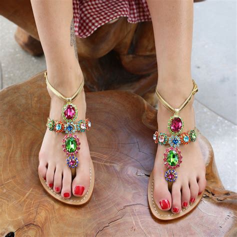 Honolulu Womens Multi Colored Jeweled Sandals Mystique Sandals