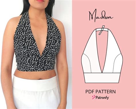 Halter Crop Top Sewing Pattern Pdf Sewing Patterns For Women Kits And How To Patterns Sewing
