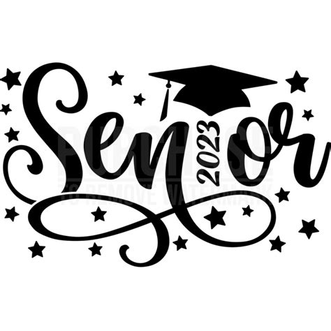 Senior 2023 Svg • Graduation Outline Black And White T Shirt Design Svg