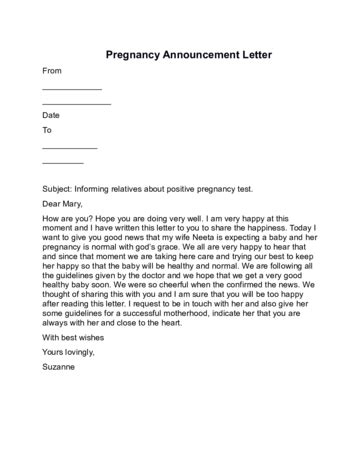 pregnancy announcement letter sample edit fill sign  handypdf