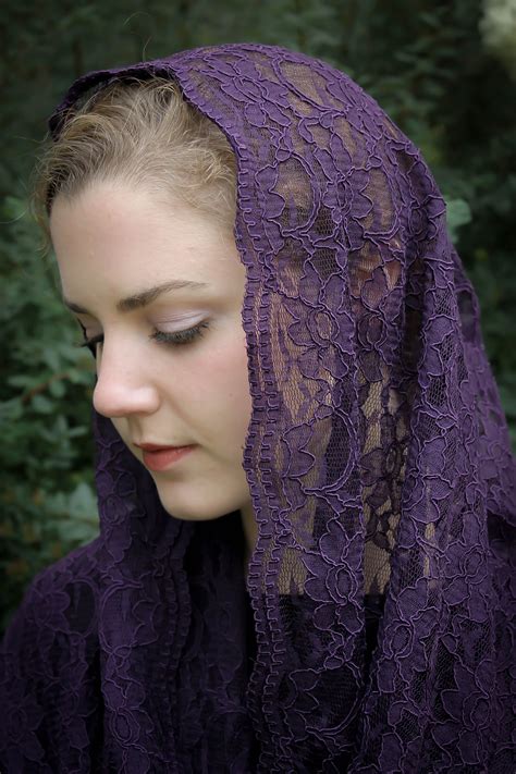 Evintage Veils~ Regina Caeli Advent Or Lent Rich Purple Embroidered