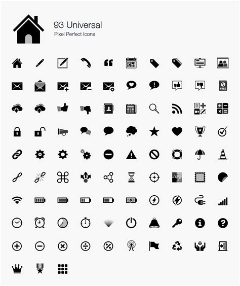 Universal Web Standard Basic Icons Symbol Sign Pictogram Etsy Uk