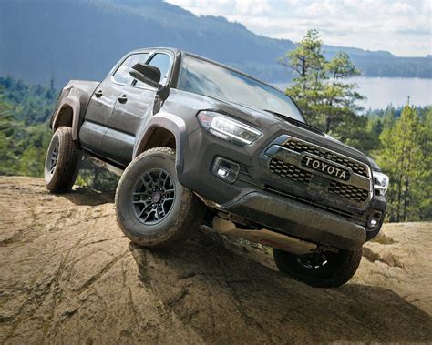 2022 Toyota Tacoma Trd Pro Magnetic Grey Metallic Parked On A Cliff