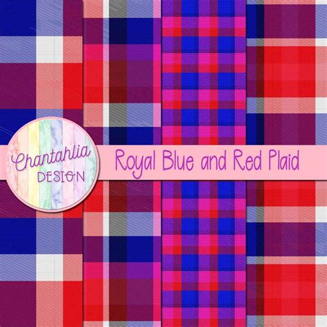 Free Royal Blue And Red Digital Papers With Plaid Designs
