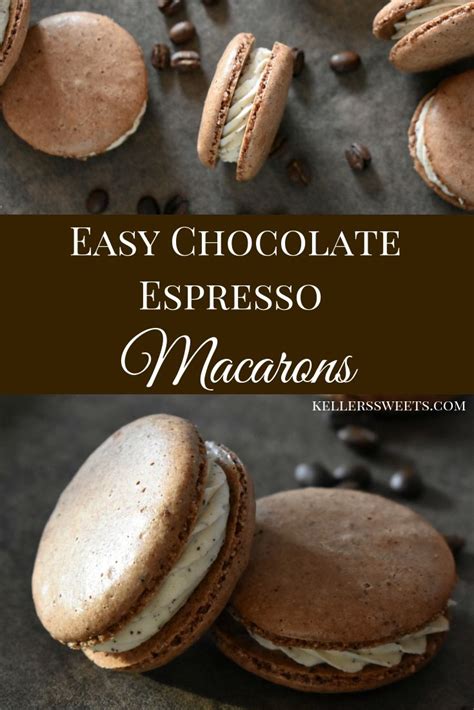 Chocolate Espresso Macarons With Coffee Beans On The Side