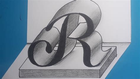 3d Drawing Letter R On Flat Paper For Beginners How To Write Easy
