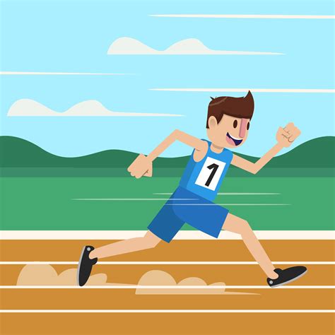 Athletes Running Cartoon Background Material Cartoon Character