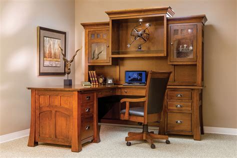 Bridgefort Mission Solid Wood Corner Desk And Hutch Amish