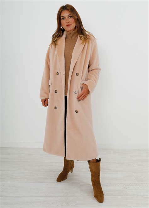 NUDE FAUX FUR COAT