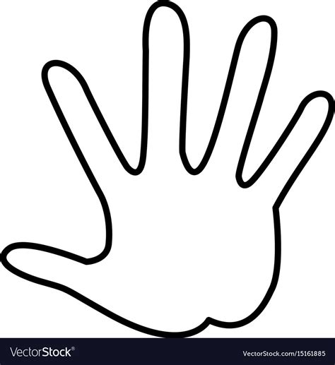 Outlined Hand Showing Five Finger Palm Image Vector Image