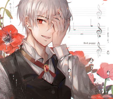 Wallpaper Anime Boy Crying Red Eye Tears White Hair