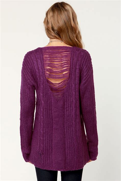 Cute Purple Sweater Cable Sweater Oversized Sweater 6000