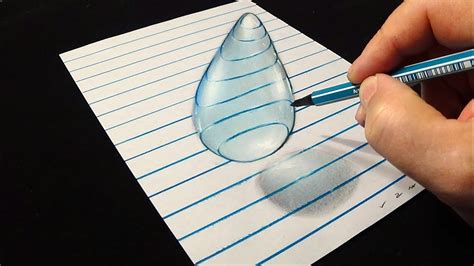 Hello everyone, i hope you all are doing great in this video, i show you how to draw realistic looking heart shaped water drop with graphite. Drawing 3D Water Drop on Line Paper - Trick Art by Vamos ...
