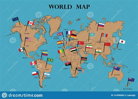 Right click on a white space and choose print. World Map and world flag stock vector. Illustration of ...
