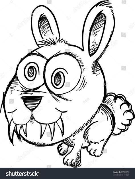 Sketch Doodle Crazy Insane Bunny Rabbit Stock Vector Illustration