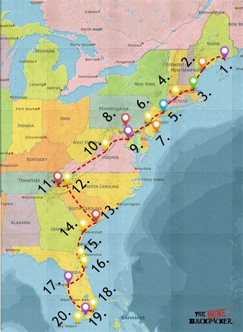 Road Map Of East Coast Usa Printable Map Of Usa