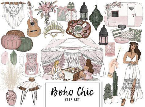 Boho Chic Clip Art Set Wedding Birthday Desert Etsy Australia