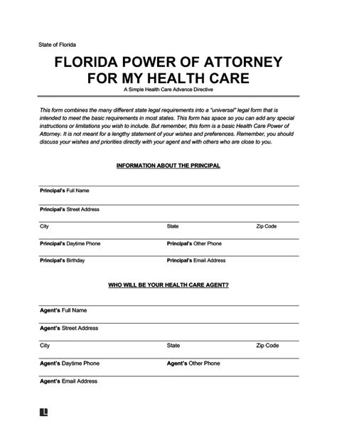 Free Florida Medical Power Of Attorney Pdf And Doc Legal Templates