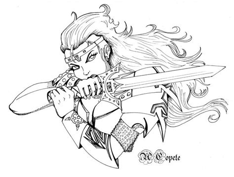 Female Anime Warrior Coloring Pages Coloring Pages