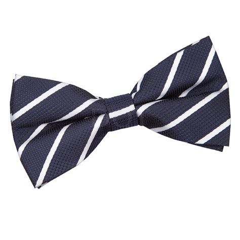 New Dqt Single Stripe Mens Wedding Bow Tie Navy And White