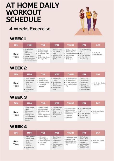 An Exercise Schedule For Women With The Words At Home Daily Workout