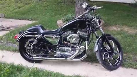 Elegant classy styling with a springer front end, retro drum. 2000 Harley Sportster Custom Built Nasty Bike - YouTube