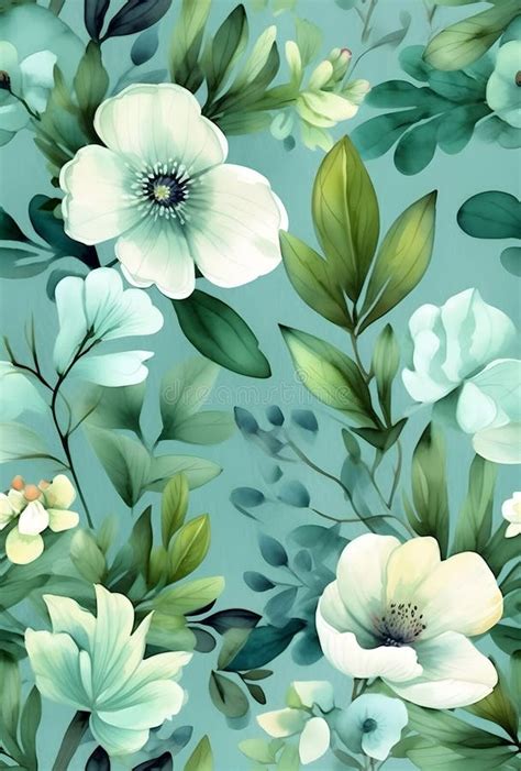 Artistic Background With Hand Painted Watercolor Flowers And Leaves