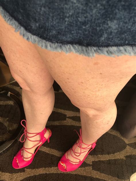 Freckles Legs Pink Heels Short Denim Skirt I Am Your