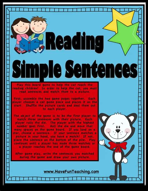 Reading Simple Sentences Activity Board Game By Teach Simple
