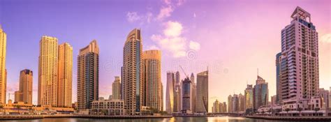 Day View Of Dubai Marina Bay With Cloudy Sky Uae Stock Photo Image