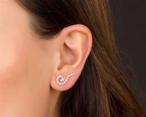 Swirl Earrings Sterling Silver Ear Climber Earrings