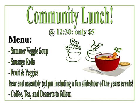 Community Lunch Poster Bamfield Community School Association