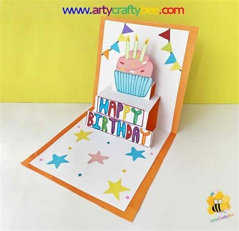 Diy 3d Birthday Pop Up Card Idea 2 Templates Arty Crafty Bee