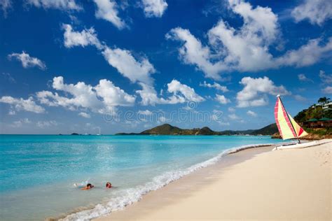 Idyllic Beach At Caribbean Stock Photo Image Of Horizon 70448120