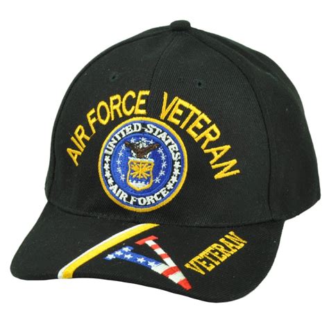 United States Air Force Veteran Vet Black Adjustable Hat Cap Military