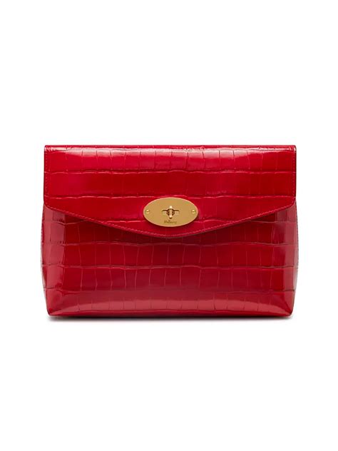 Mulberry Large Darley Cosmetic Shiny Croc Red Berry Rl5804