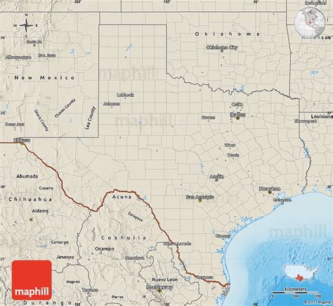 Shaded Relief Map Of Texas
