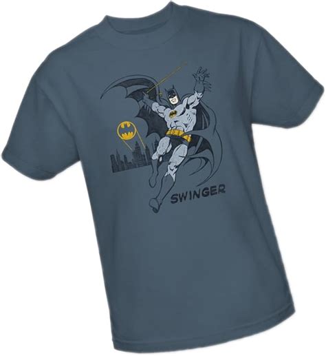 Buy Dc Comic Swinging Batman Adult T Shirt Medium Blue At