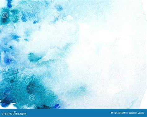 Blue Watercolor Background Abstract Hand Painted Template With Uneven