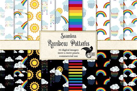 Rainbow Digital Paper Seamless Rainbow Patterns Printable Etsy