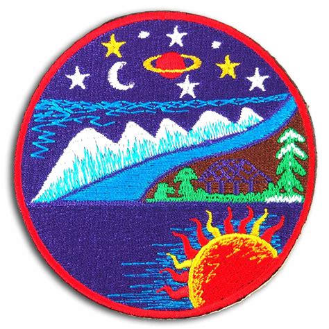 Buy Sun Moon Stars Trees Ocean Ain Hut Embroidered Iron On Patch Online