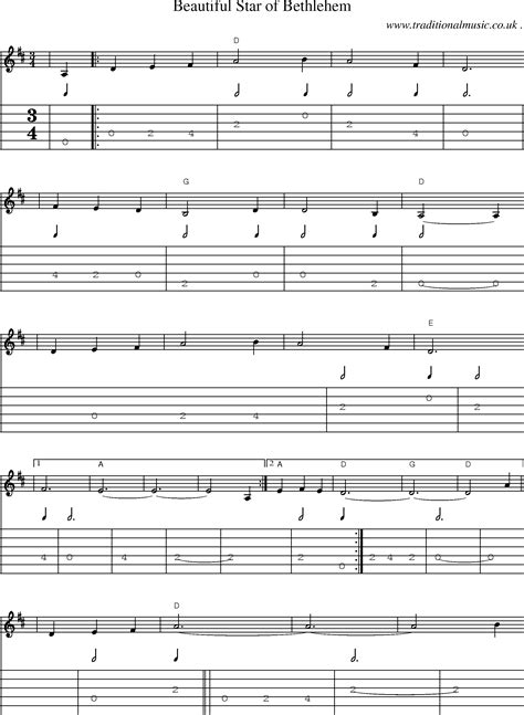 American Old Time Music Scores And Tabs For Guitar Beautiful Star Of