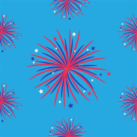 Seamless Pattern Fireworks Night Sky Happy Independence Day United