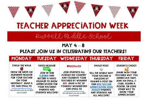 join us as we celebrate teacher appreciation week virtually russell middle school