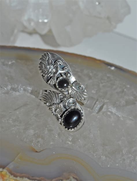 RB Richard Begay Navajo Sterling Silver Black Onyx Bypass Ring Etsy