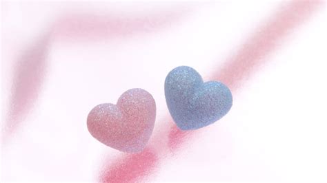 Blue Pink Glittering Hearts Pink White Shades Background Hd Heart