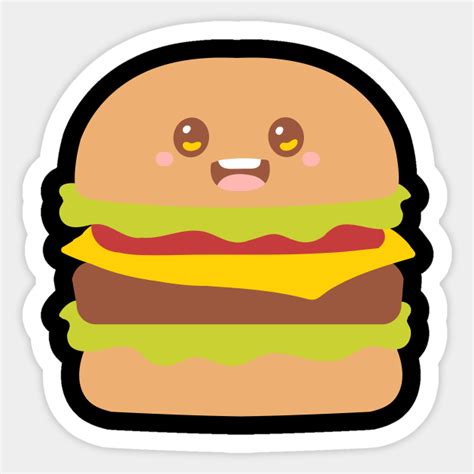 Burger Hamburger Anime Kawaii Burger Sticker Teepublic